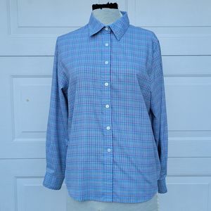 Foxtcraft Womens Button Up Blue Stripe Shirt Sz 14P